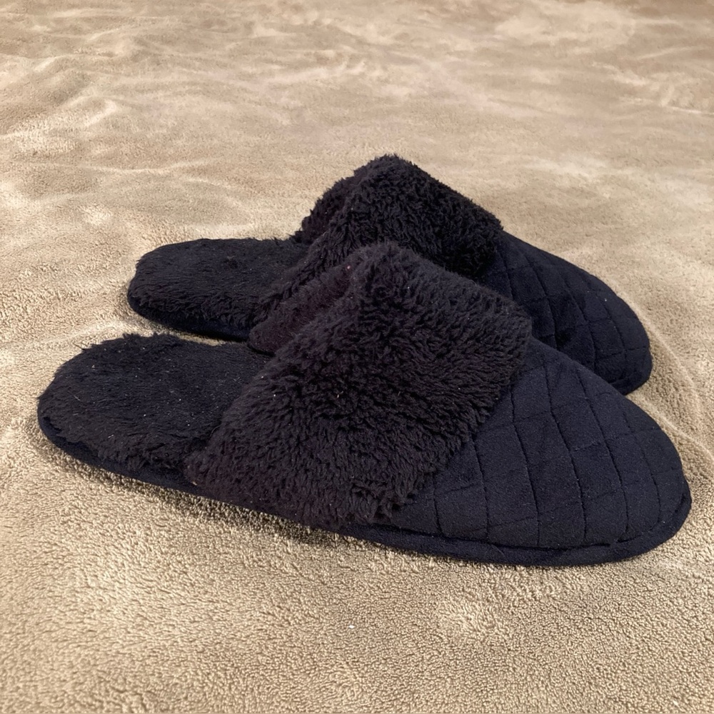 EUC Dearfoams Open Back Slip On Memory Foam Slippers Size L 9-10